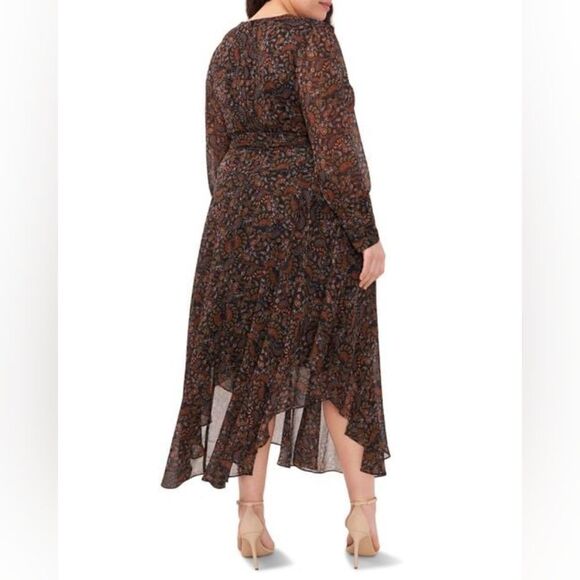 NWOT Halogen Paisley Handkerchief  Hem Long Sleeve Maxi Dress - Picture 2 of 9